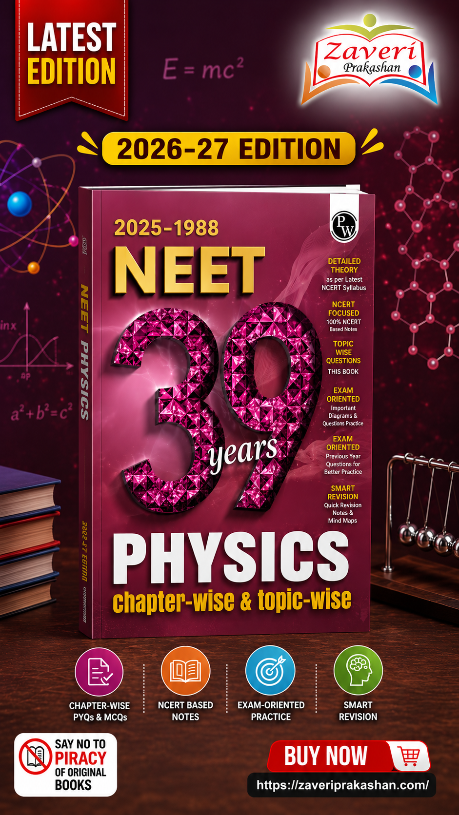 DSFHFFF PW NEET PYQ 39 Years Physics For 2027 Exam | PYQ Deja Vu | Additional PYQs from Re-NEET and Other States | Chapterwise and Topicwise Solutions (2026-1988) with Highlighted Must Revise Questions - Image 1