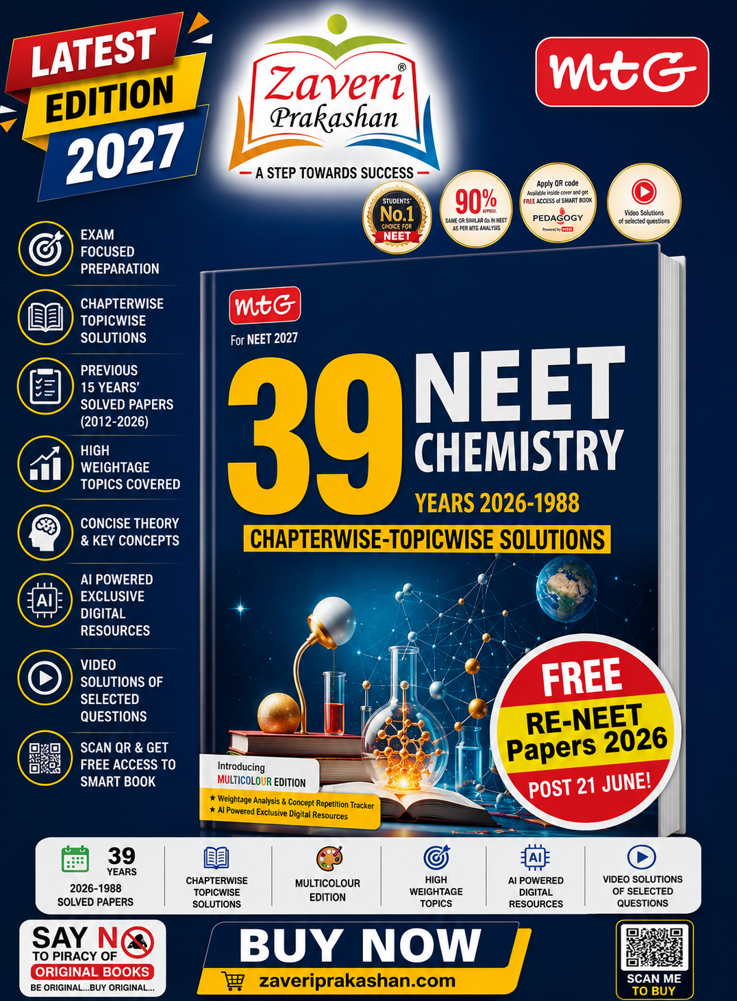 EETB MTG 39 Years NEET Chemistry | Chapterwise-Topicwise Solutions | 1988–2026 PYQs | NEET 2027 - Image 1