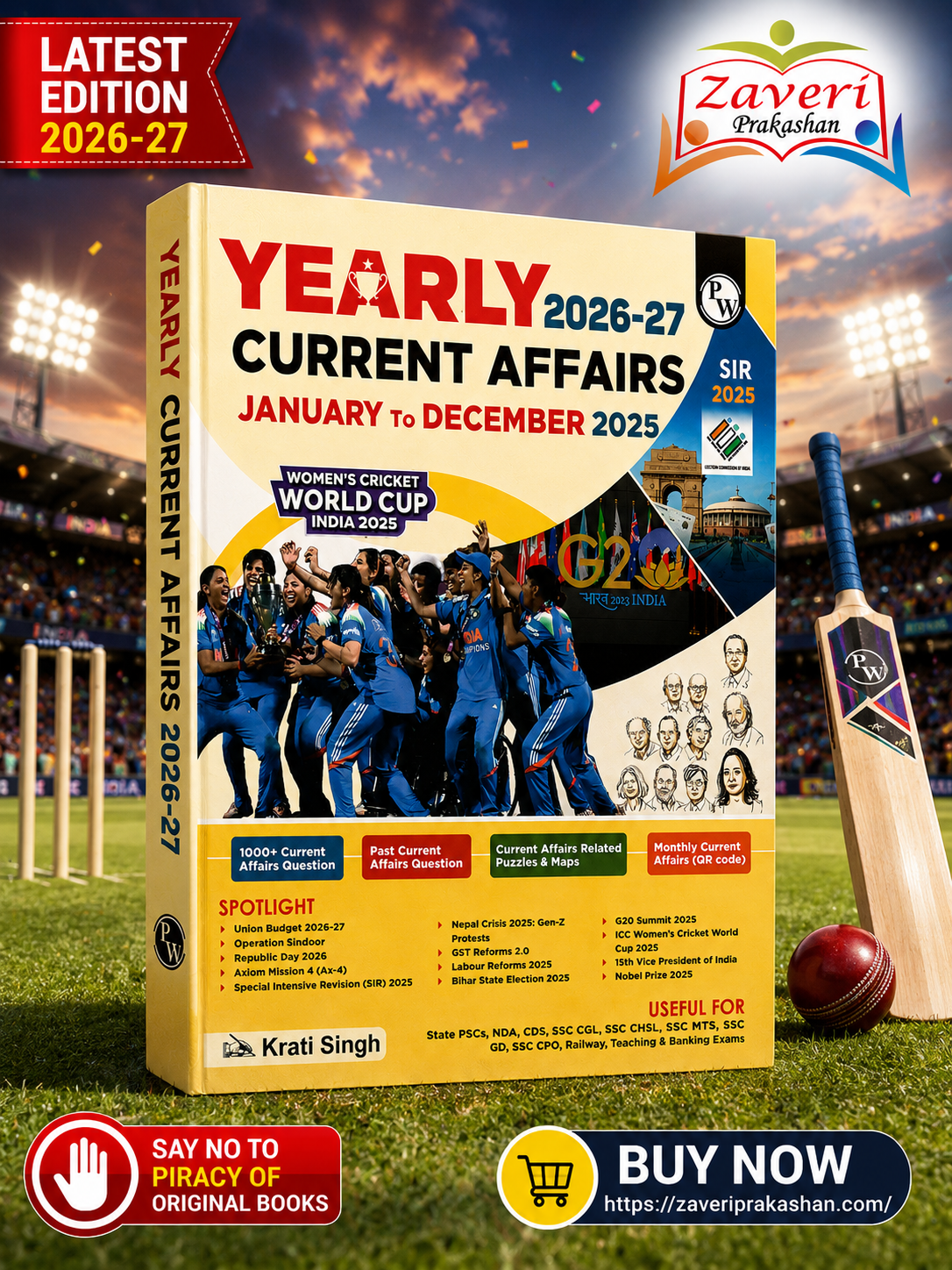 FGHGJ PW Yearly Current Affairs Magazine January to December 2025 By Krati Singh (English Edition) | For SSC, Banking, Teaching, Railway, Defence & Other Competitive Exams 2026-27 - Image 1