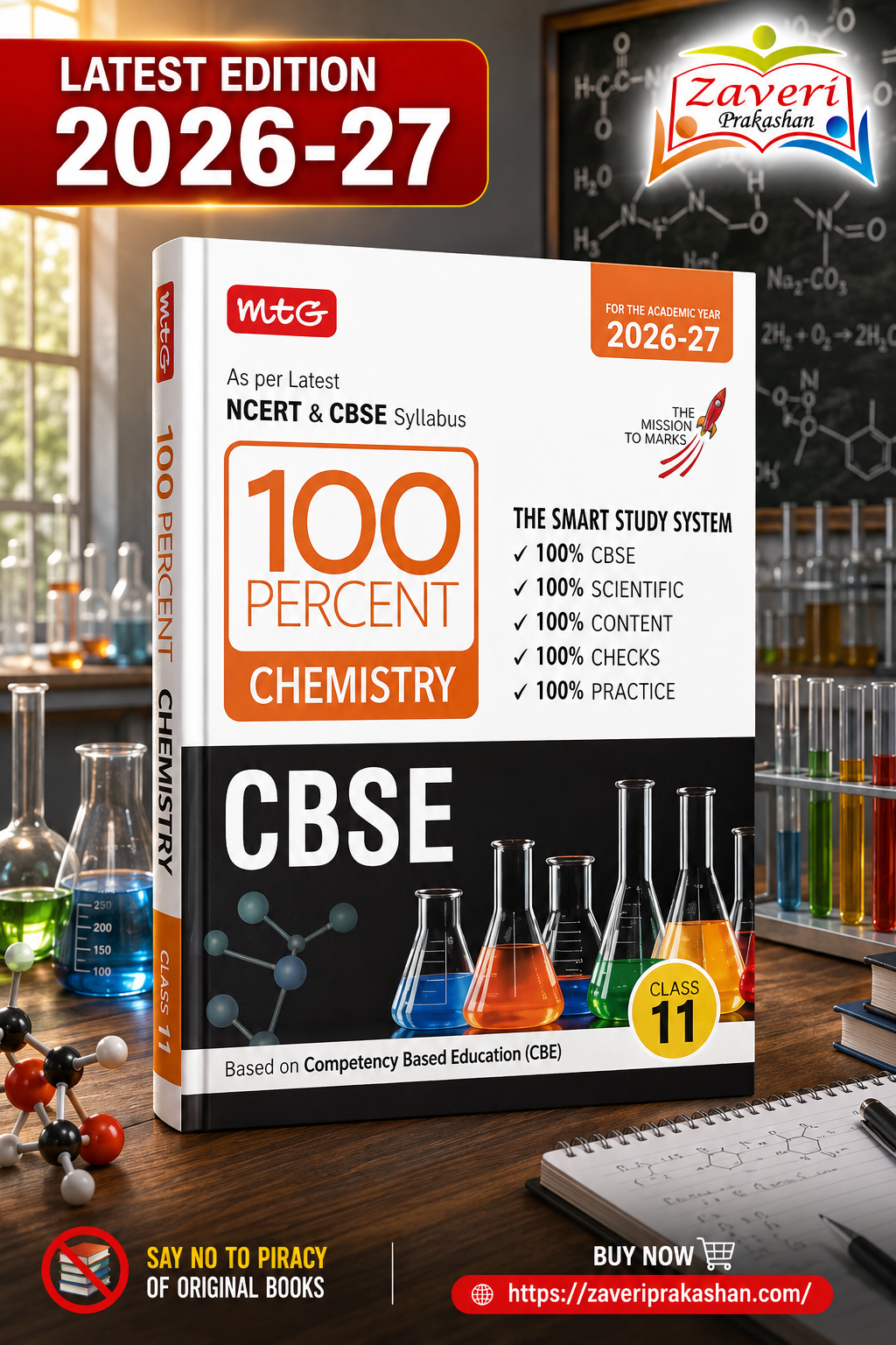 G65G1N MTG 100 Percent Chemistry for CBSE Class 11 | 2026–27 Edition | Latest NCERT & CBSE Syllabus | Competency-Based Education (CBE) - Image 1