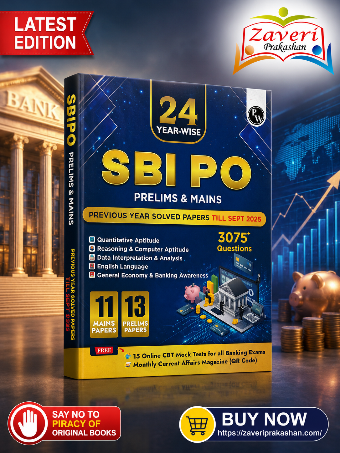 GFHGH PW 24 SBI PO Prelims & Mains Previous Year Solved Papers (Till Sept 2025) with 15 Online CBT Tests For 2026 Exam | 3075+ PYQ Questions | Fully Solved - Image 1