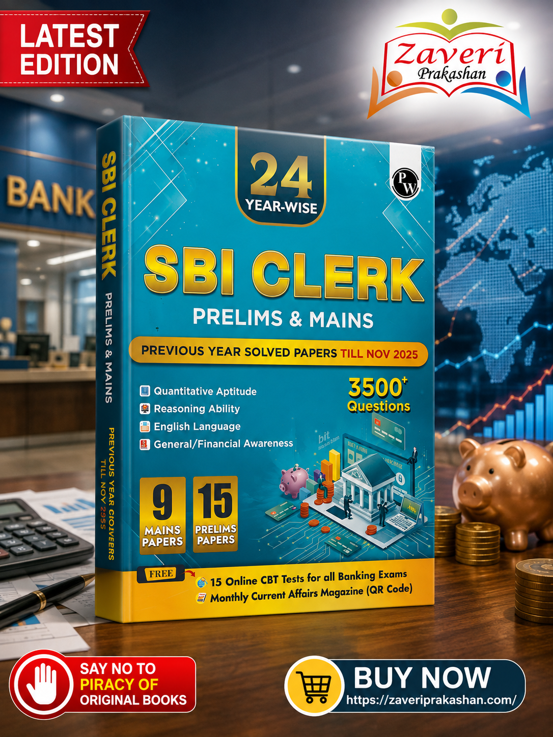 GRTD PW 24 SBI Clerk Prelims & Mains Previous Year Solved Papers (Till Nov 2025) with 15 Online CBT Tests For 2026 Exam | 3500 PYQ Questions | Fully Solved - Image 1