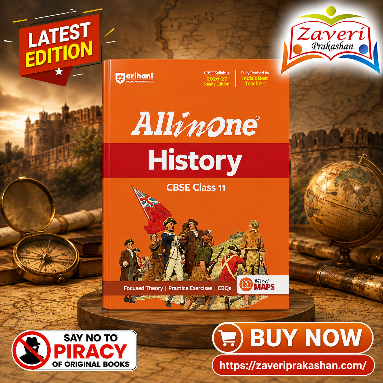 HFN All in One History Class 11 for CBSE Exam 2026–27 | NCERT Based Complete Theory, Practice Exercises, CBQs, A-R, Sample Papers & Mind Maps | Revised Edition as per Latest Syllabus - Image 1