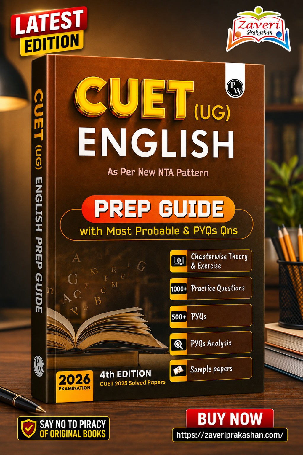 JHJG PW CUET UG Entrance Exam Books 2026 – English Language (Section 1A), Chapterwise & Topicwise Theory + Exercises | PYQ (2025–2022) | Most Probable MCQs Question Bank | Mock Tests | Based on NTA Pattern - Image 1