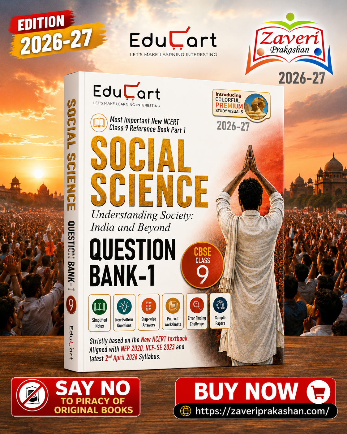 RG Educart Social Science Question Bank-1 | Understanding Society: India and Beyond | CBSE Class 9 | Most Important New NCERT Reference Book Part 1 (2026–27 Edition) - Image 1