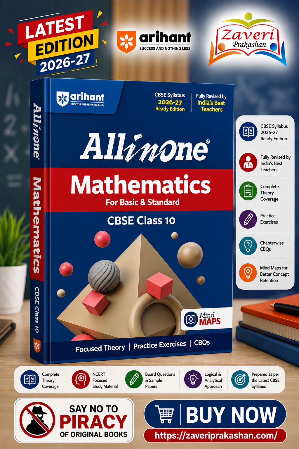 XFFH All in One Mathematics for Basic & Standard Class 10 | CBSE 2026–27 | Focused Theory, Practice Exercises, CBQs & Mind Maps - Image 1