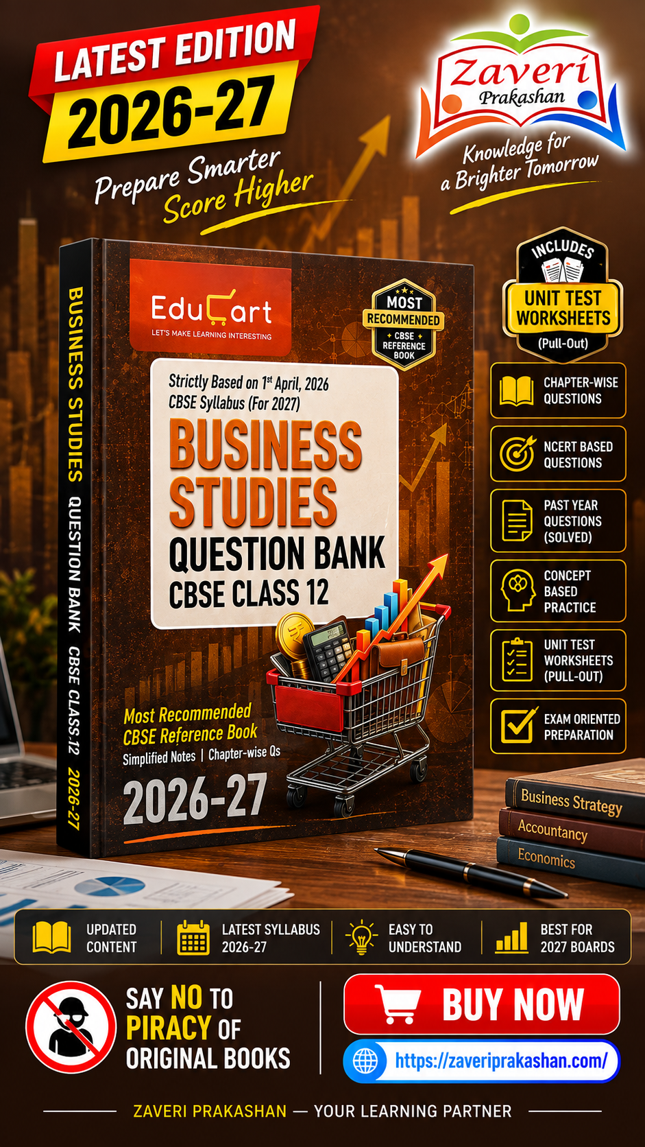 bu Educart CBSE Class 12 Business Studies Question Bank | 2026–27 Edition | Based on 1st April 2026 CBSE Syllabus (For 2027 Boards) - Image 1