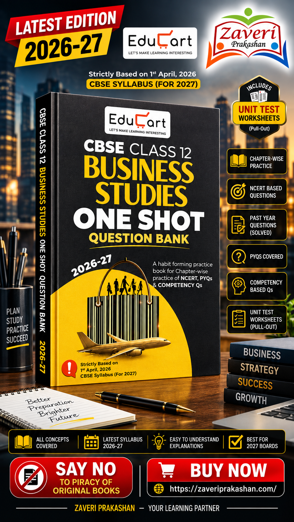 bus Educart CBSE Class 12 Business Studies One Shot Question Bank | Based on 1st April 2026 CBSE Syllabus | 2026–27 Edition - Image 1