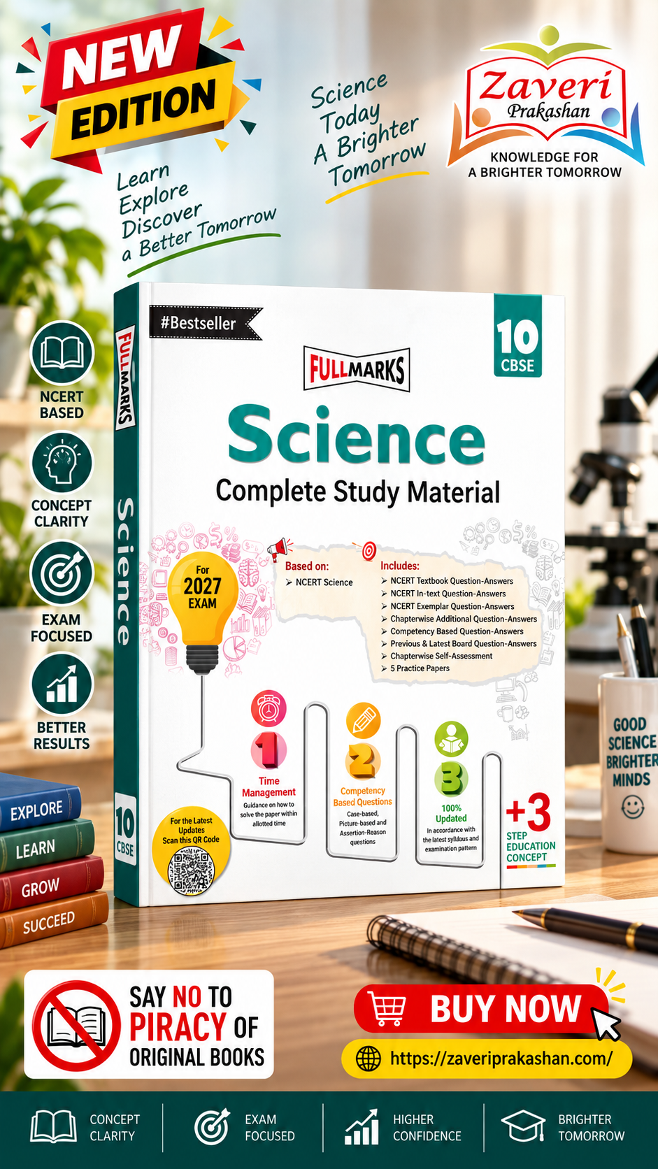 cgfxcdfx Full Marks Science Complete Study Material Class 10 | Based on New NCERT Science Textbook and CBSE Syllabus | Includes Chapterwise Summary, Solved Q/A, Practice Papers and More - Image 1