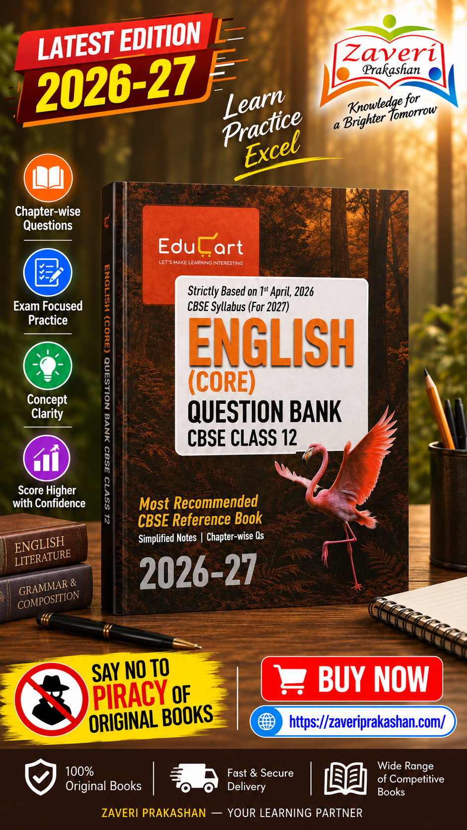 engl Educart CBSE Class 12 English Core Question Bank 2026-27 (Strictly Based on Latest Syllabus for 2027 Exam) - Image 1
