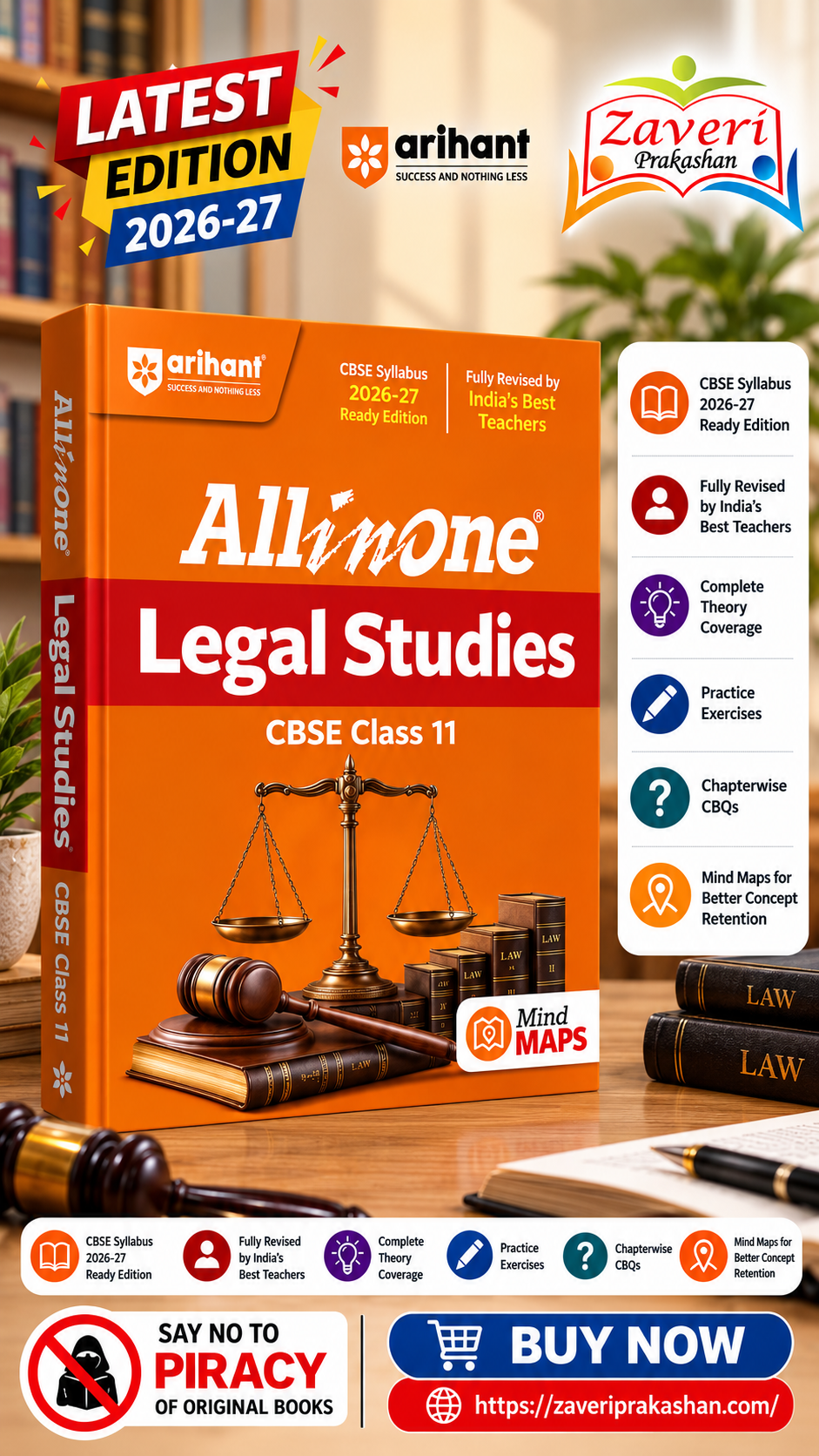 hhjh Arihant All in One Legal Studies Class 11 for CBSE Exam 2026-27 | NCERT Based Complete Theory, Practice Exercises, CBQs, A-R, Sample Papers & Mind Maps | Revised Edition as per Latest Syllabus - Image 1