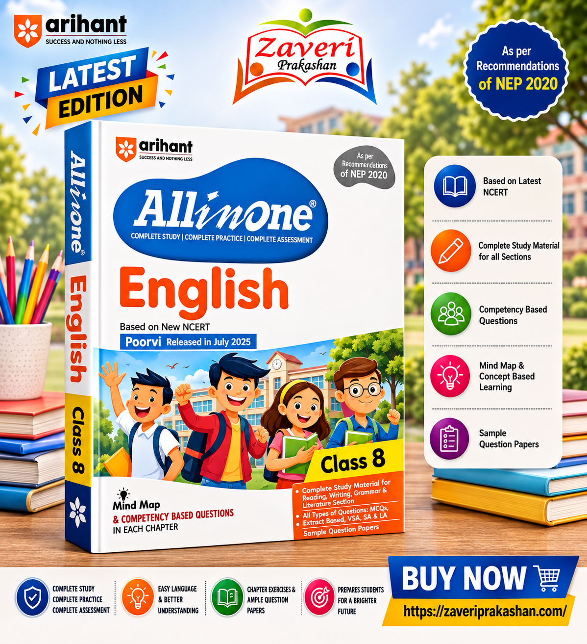 vndhfbsdf CBSE All in One English Class 8 Exam 2025–26 | Based on New NCERT Poorvi | Sample Question Papers | Mind Maps & Competency-Based Questions - Image 1