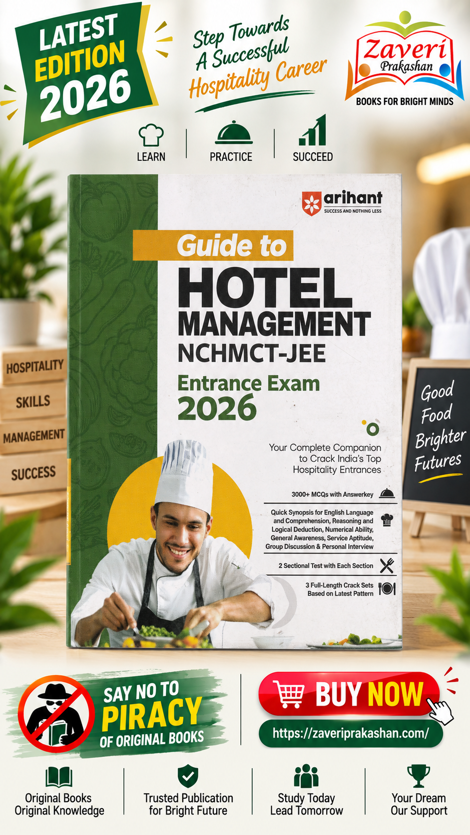 354354KGJKG Guide to Hotel Management NCHMCT-JEE Entrance Exam 2026 | Study Guide | 3000+ MCQs, 2 Sectional Tests & 3 Full-Length Crack Sets - Image 1