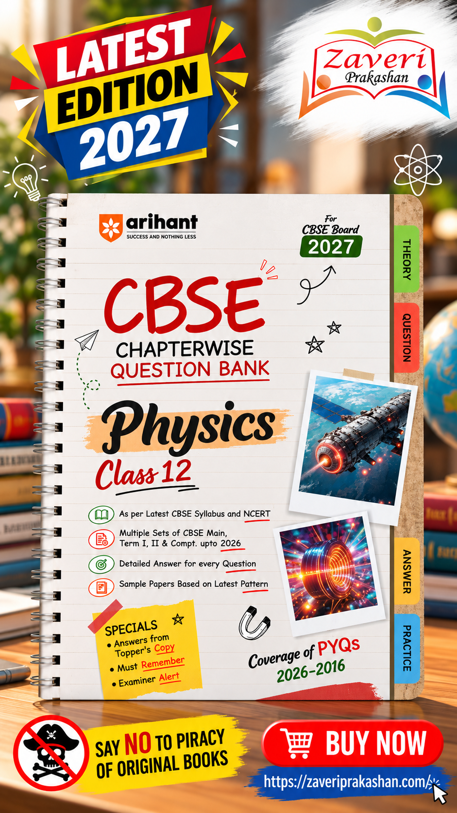 4+54M CBSE Physics Class 12 Chapterwise Question Bank for Board Exam 2027 | Chapterwise PYQs with Revision Theory, Detailed Solutions, Exam Tips & Sample Papers as per Latest CBSE Syllabus & Exam PatternArihant CBSE Question Bank Class 12 Physics For Board Exam 2027 | Chapterwise PYQs (2026–2016) with Revision Theory, Detailed Solutions, Exam Tips & Sample Papers As per Latest CBSE Syllabus - Image 1