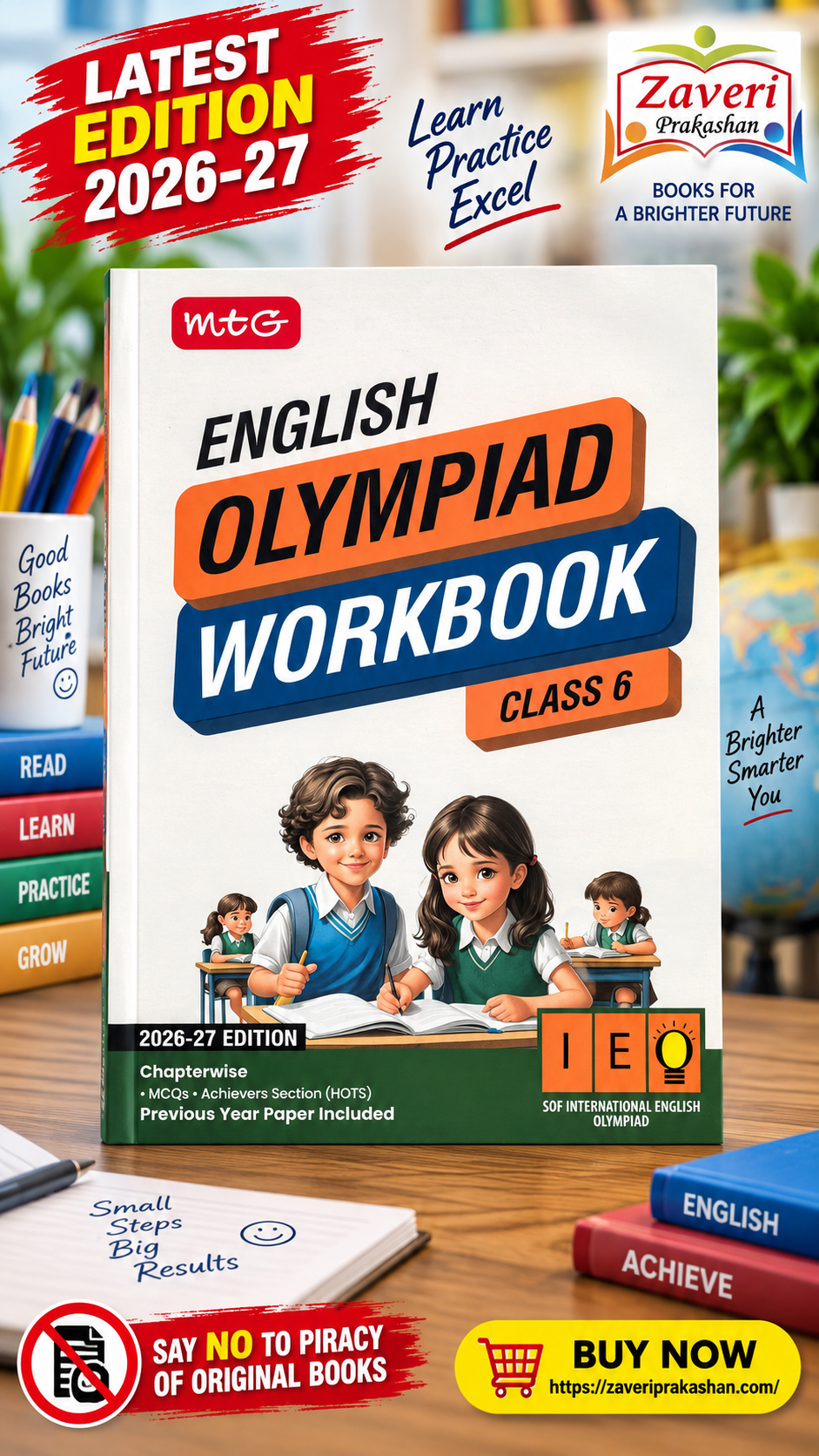 6 MTG International English Olympiad (IEO) Workbook Class 6 - Chapter-wise MCQs with Achievers Section - SOF Olympiad Books For 2026-27 Exam - Image 1