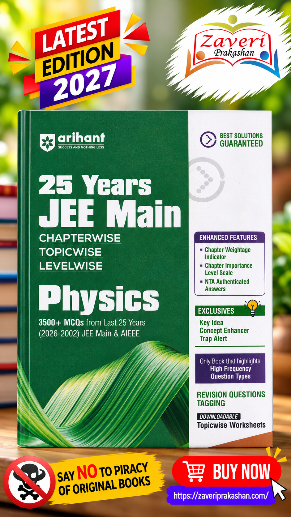 651H Arihant 25 Years JEE Main Physics | Chapterwise Topicwise Levelwise 3500+ MCQs (2026–2002) for JEE Main & AIEEE | NTA Authenticated Answers & Topicwise Worksheets | Key Ideas, Concept Enhancer - Image 1