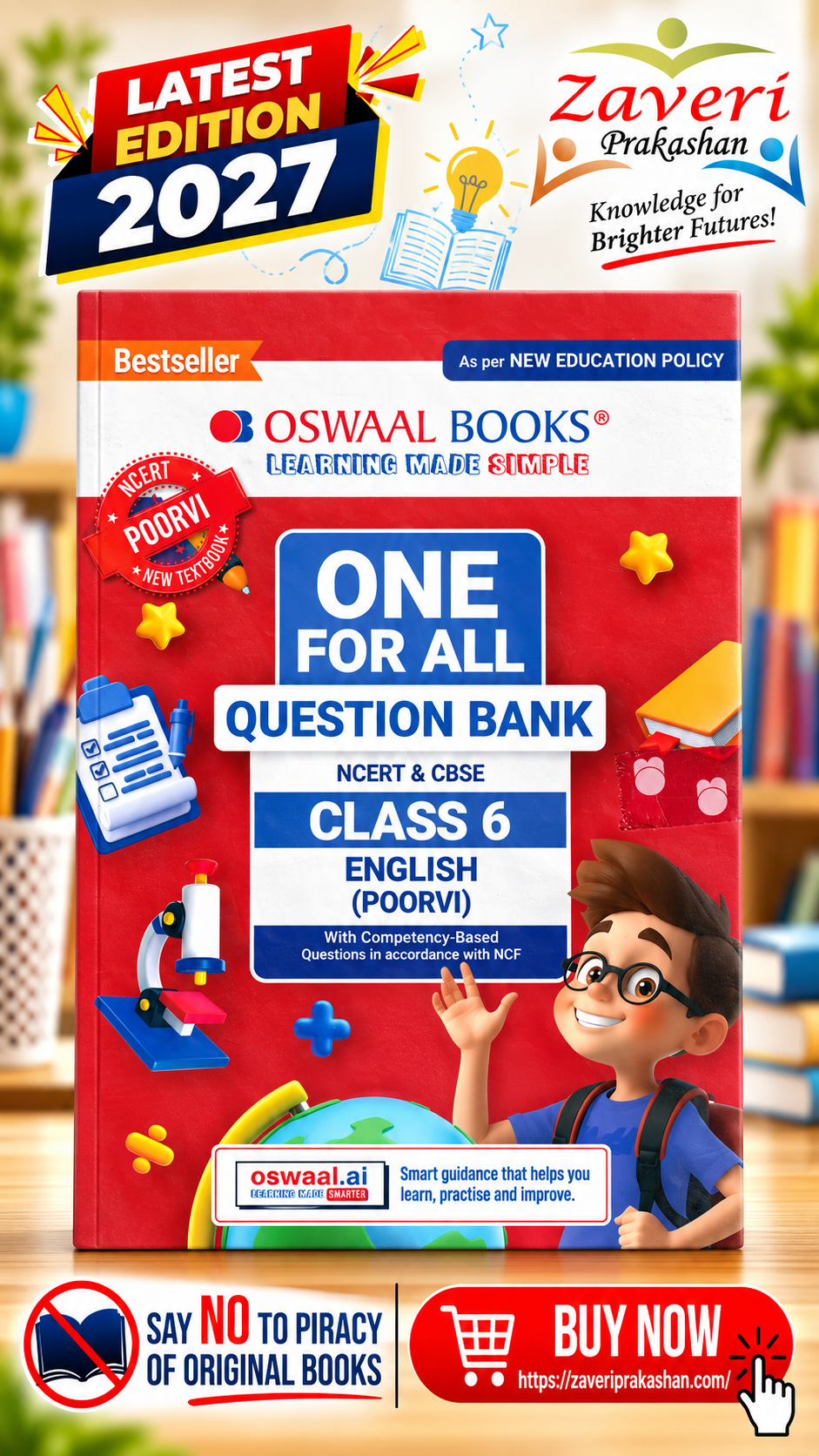 JJ CBSE Class 6 One For All English (Poorvi) Question Bank | NCERT & CBSE | For 2026–27 Exam | Chapter-wise Questions, Revision Notes, Literature, Grammar & Competency-Based Questions - Image 1