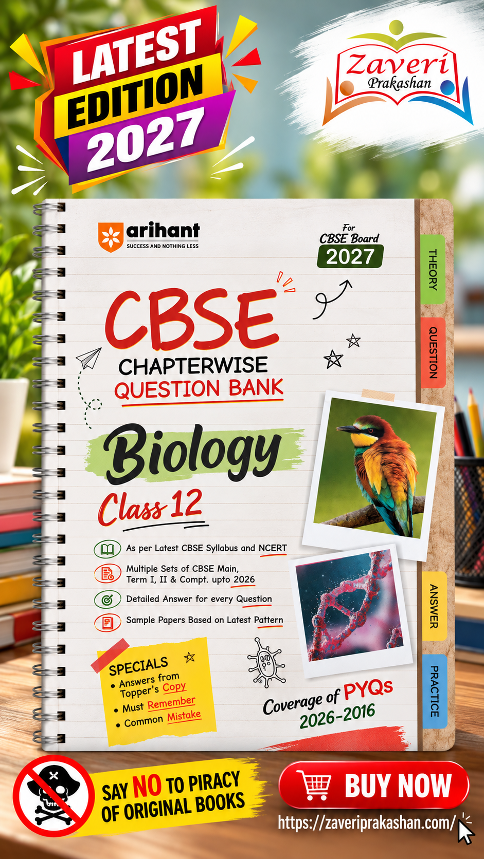 +N2G+ CBSE Biology Class 12 Chapterwise Question Bank for Board Exam 2027 | PYQs with Revision Theory, Detailed Solutions, Exam Tips & Sample Papers as per Latest CBSE Syllabus & Exam Pattern Arihant CBSE Question Bank Class 12 Biology For Board Exam 2027 | Chapterwise PYQs (2026–2016) with Revision Theory, Detailed Solutions, Exam Tips & Sample Papers As per Latest CBSE Syllabus - Image 1