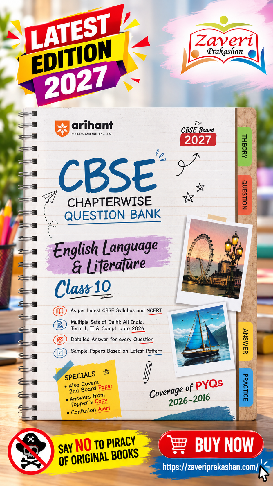NV N CBSE English Language & Literature Class 10 Chapterwise Question Bank for Board Exam 2027 | Chapterwise PYQs (2026–2016) with Revision Theory, Detailed Solutions, Exam Tips & Sample Papers | Arihant - Image 1