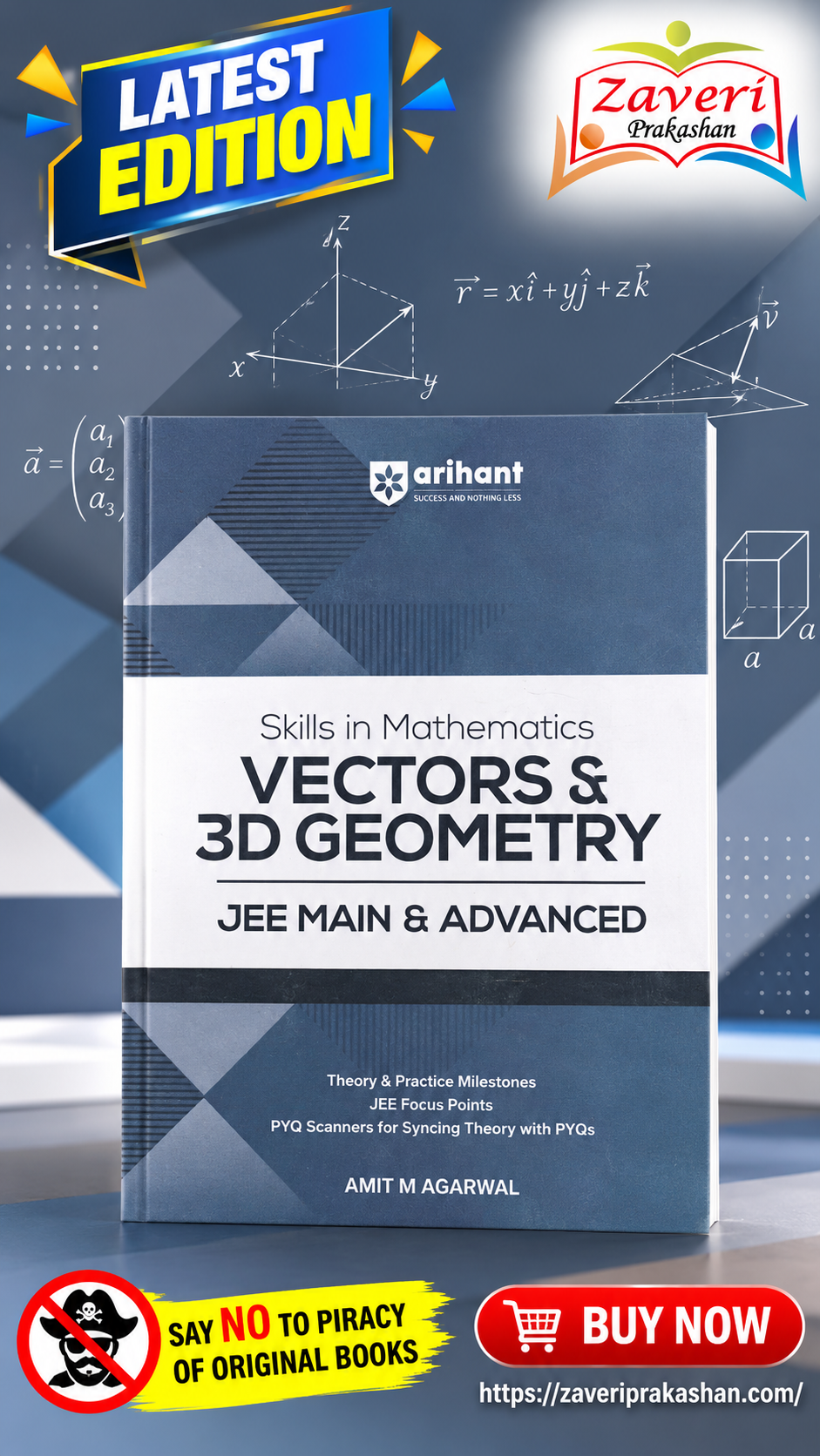 V FV Arihant Skills in Mathematics Vectors & 3D Geometry for JEE Main & Advanced 2026-2027 | Theory, Practice Milestones & PYQ Scanners | Ideal for IIT JEE Aspirants by Amit M Agarwal - Image 1