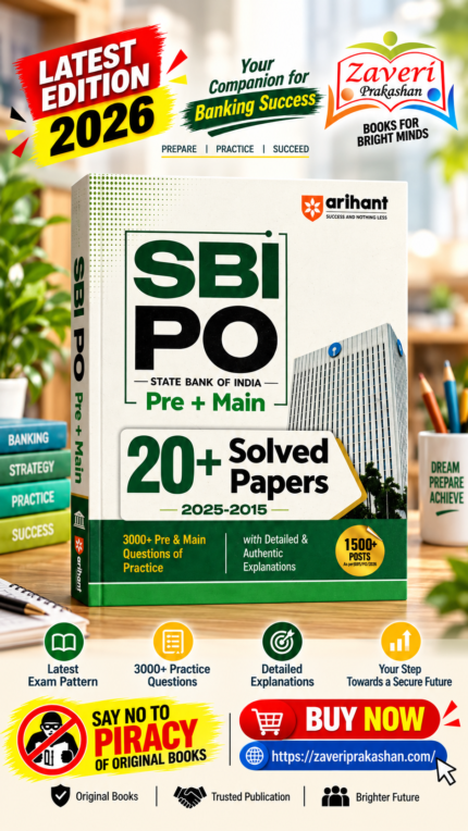 SBI PO Prelims & Mains Exam 2026 | 20+ Solved Papers (2025–2015) | 3000+ Practice Questions | Detailed & Authentic Explanations