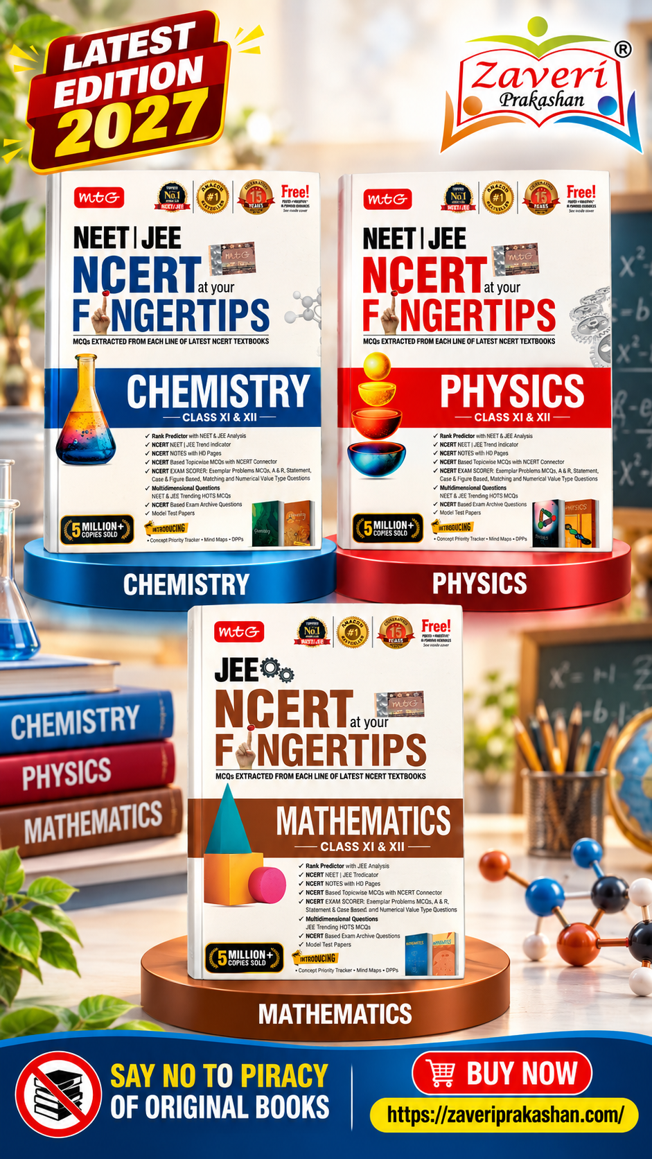 4BB+++5BX Objective NCERT at your FINGERTIPS Physics, Chemistry and Mathematics Combo – JEE Books (Based on NCERT Latest Pattern for 2027 Exam) - Image 1