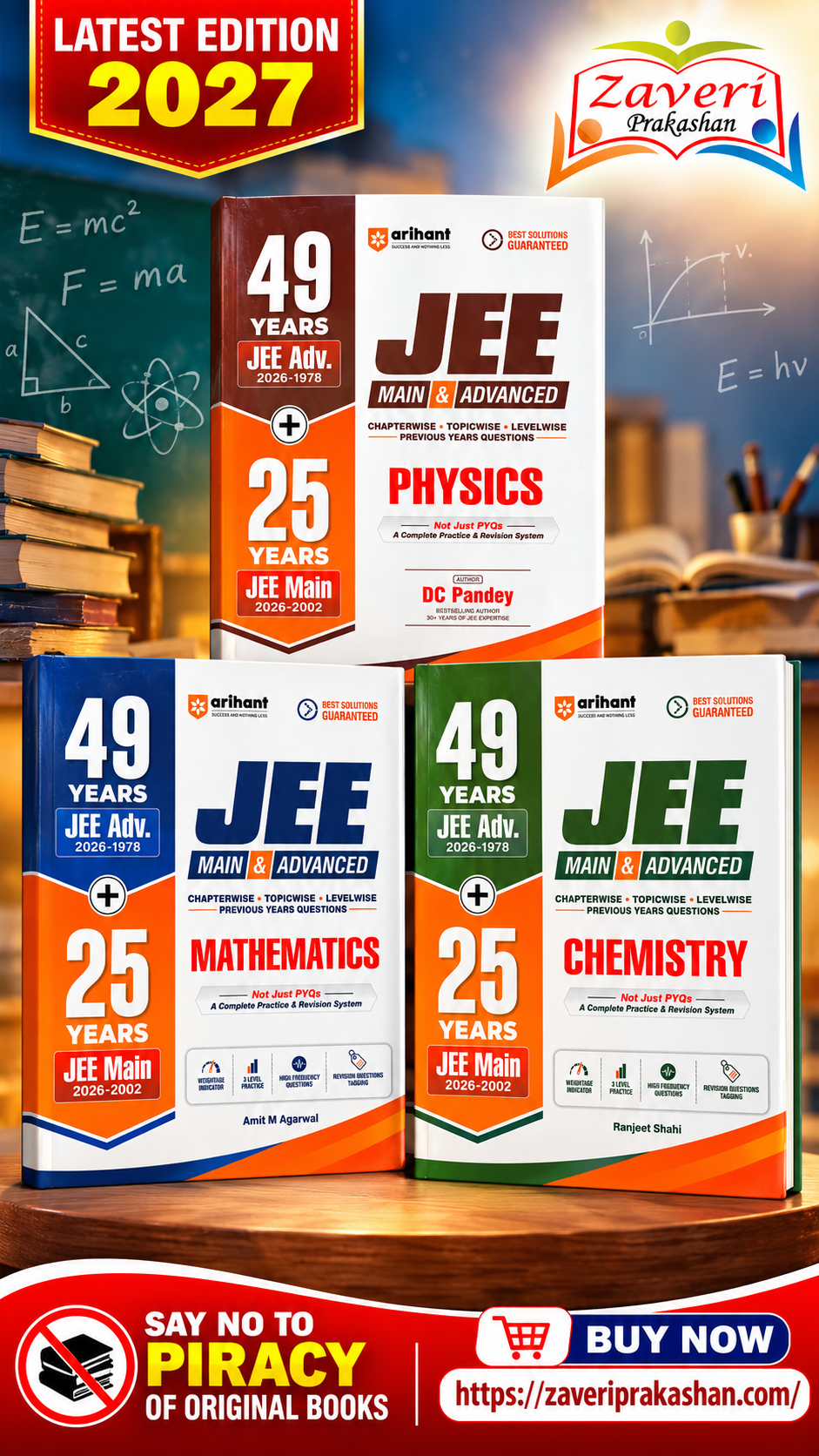 +F4B+F 49 Years JEE Advanced (1978–2026) + 25 Years JEE Main (2002–2026) Physics | Chapterwise, Topicwise & Levelwise Previous Years Questions | DC Pandey/49 Years JEE Advanced (1978–2026) + 25 Years JEE Main (2002–2026) Mathematics | Chapterwise, Topicwise & Levelwise Previous Years Questions | Amit M. Agarwal/49 Years JEE Advanced (1978–2026) + 25 Years JEE Main (2002–2026) Chemistry | Chapterwise, Topicwise & Levelwise Previous Years Questions | Ranjeet Shahi(COMBO) - Image 1