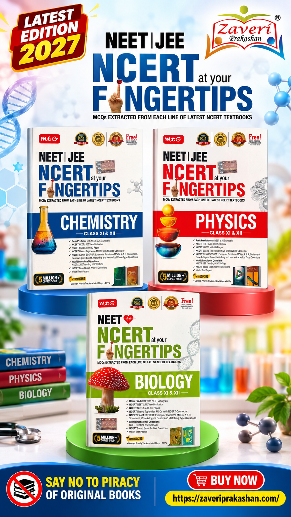 FI MTG Objective NCERT at Your Fingertips – Physics, Chemistry & Biology Combo | Class XI & XII | NEET 2027 | 15th Edition - Image 1