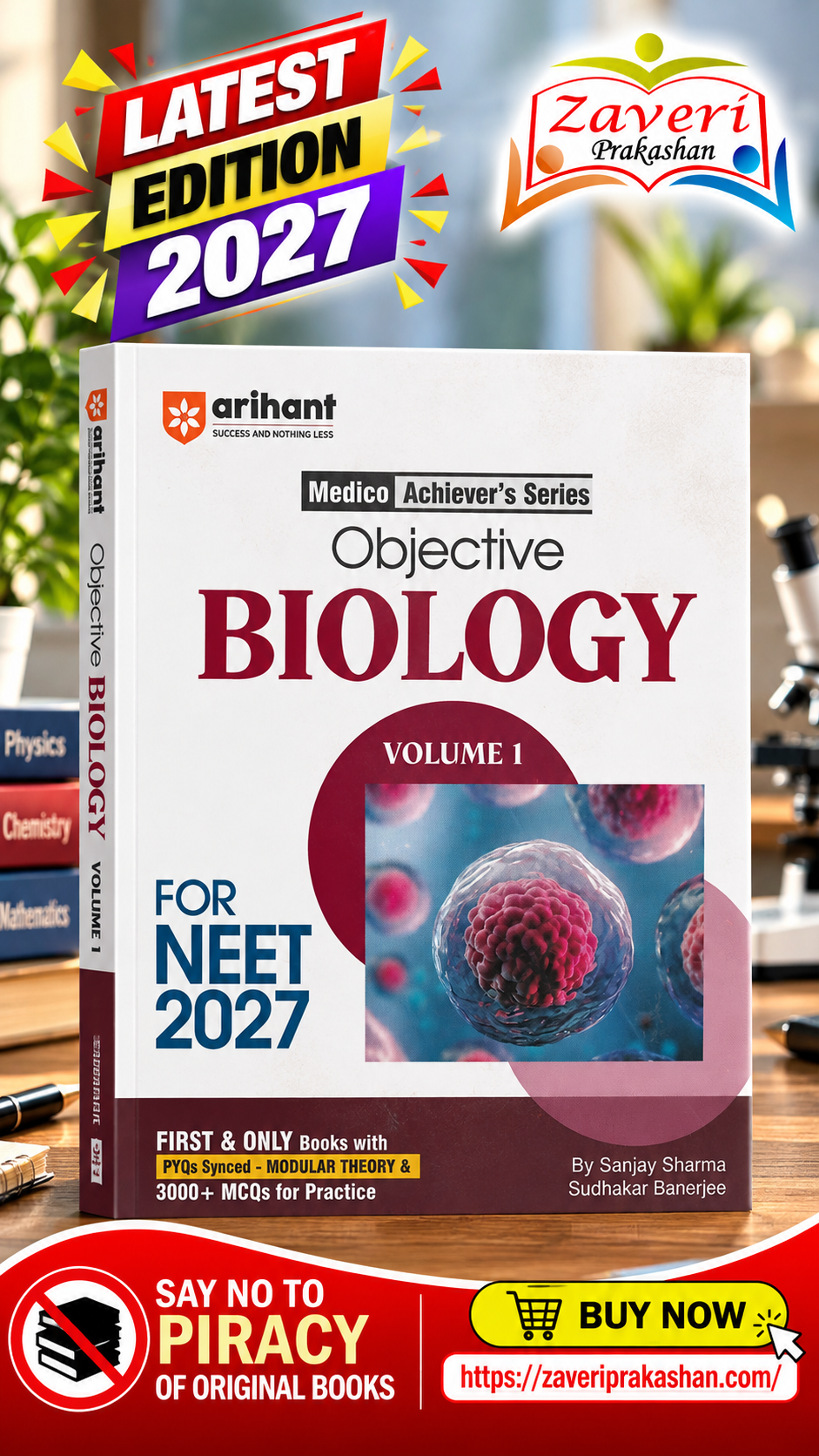 G FCGHC Arihant Objective Biology Volume 1 for NEET 2026-2027 | Medico Achiever’s Series | 3000+ MCQs with PYQs Synced Modular Theory | Fully Revised NEET Preparation Book by Sanjay Sharma & Sudhakar Banerjee - Image 1